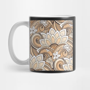 Monochromatic Paisley Print with Vintage Floral Motifs Mug